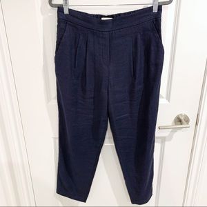 Aritzia Babaton Cohen Linen Pants in Navy Blue